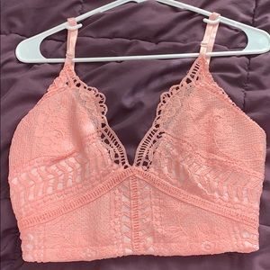 Pink bralette crop tank